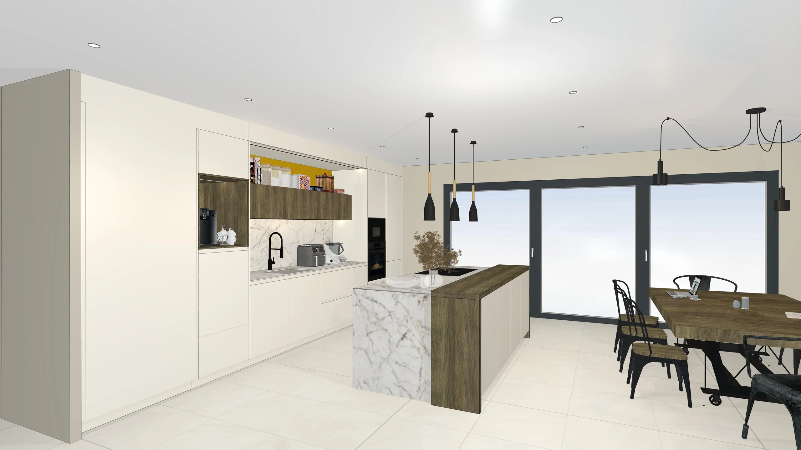 Export 3D brut : Cuisine ouverte sur la baie